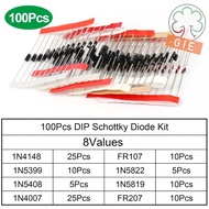 100PCS Schottky Diode Kit 1N4007 1N5408 1N5822 1N5819