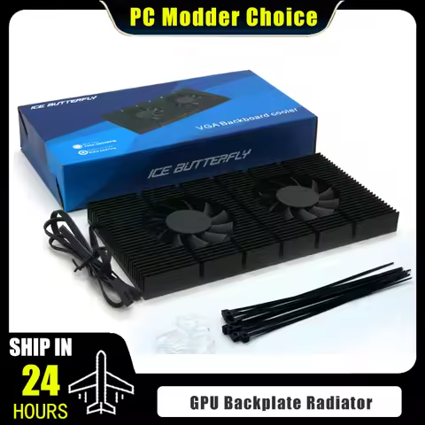 Graphics Card GPU Backplate Cooling Radiator For RTX 3090 4090 Backplane Memory VRAM Heatsink 2X PWM