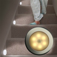 【TaroBall】Self-adhesive PIR Motion Sensor LED Cabinet Light Auto-sensing Night Light Stair Closet Wall Lamp Battery Powered Lights Bedroom Decoration