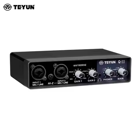 Teyun Q22 Audio Interface Sound Table Live Recording of Electric Guitar Sound Card Studio Record Pro