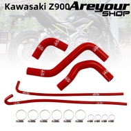 ชุดท่อน้ำหล่อเย็นหม้อน้ำซิลิโคนสำหรับ Kawasaki Z900 Z900RS 2017-2025 สีแดง ท่อน้ำหล่อเย็นสำหรับ สายห