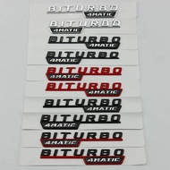 2pcs for Mercedes AMG Turbo Red 4MATIC Biturbo Black 4MATIC + leaf board side logo body logo sticker