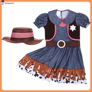 🎃 1Set Cowgirl Costume for Girls Western Dress Outfit Multi Color for Party Use