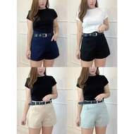 (JANUARY BRAND) SMLXL Women's High Waist Short pants女装高腰短裤罗马弹力面料后腰伸缩裤头-JN5634
