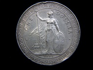 英國站洋貿易銀幣-1902年英國不列顛尼亞Britannia三叉戟英國米字旗盾牌遠洋艦壽字壹圓(British Trade Silver Dollar)貿易大銀幣(英皇愛德華七世時期)