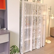 Retro Lace Door Curtain Ins Lace Curtain Wardrobe Door Curtain White Dust-proof Bookcase Curtain