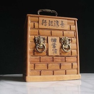 【老時光 OLD-TIME】早期二手台灣製稀有品台灣銀行竹製存錢筒