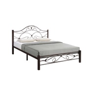 Living Mall Eldeah Queen Size Metal Bed Frame In White and Copper Colour with Optional 6" Foam Mattress Add On