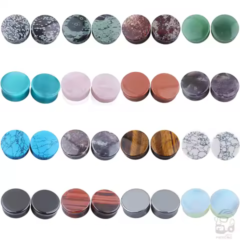 2pcs Stone Flesh Ear Plugs Tunnels Double Flare Ear Piercings Earrings Gauges Women Men Helix Lobe L