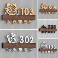 平安喜乐25x11cm Lucky Cat Cartoon number 3D hollow out Hdb Unit Number Door Number Signage House Unit Nu