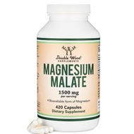 Double Wood Magnesium Malate Capsules (420 Count) - 1,500mg Per Serving (Magnesium Bonded to Malic A