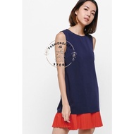 Love, BONITO~Real Picture Dress Women Colorblock Two Tone Navy Delancey Pleat Underlay Dress Branded Singapore
