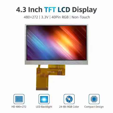 4.3 Inch TFT LCD Display Module 480×272 GC3047 Driver IC 350cd‑m² Brightness 3.3V 40Pin 24Bit RGB No