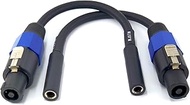WJSTN 8 inches Speakon to 1/4 TS Female 6.35 mm Mono Jack Speaker Cables,Speaker Audio Adapter 2 Pac