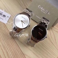CalvinKlein腕錶 CK手錶 SNAKE系列石英錶 女生鋼鏈黑面白面銀色手鏈款女錶K6E23141