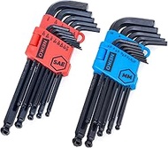 NEIKO 01103A Metric and Standard Allen Wrench Set, 26 Piece Ball End Hex Key Set, SAE & MM Long Alle