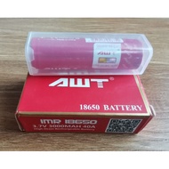 2pcs Rechargable Battery AWT IMR 18650 (3.7V 3000MAH 40A) Original High Drain Battery