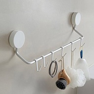 【日本霜山】日系簡約風無痕壁掛式毛巾架(附小掛勾6入)