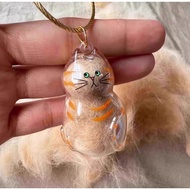 Keychain containing dog and cat fur to preserve memories, transparent cat keychain