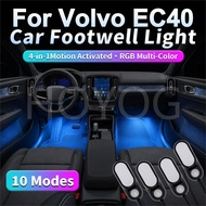 For Volvo EC40 2021-2026 Car Footwell Ambient Lamp 4pcs 5V USB with Motion Sensor 10 Mode Lighting N