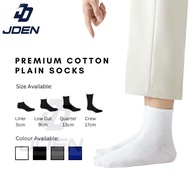 JDEN Premium Cotton Plain Socks Unisex Free Size Sport Running Liner Low Cut Quarter Crew/ Stokin Pe