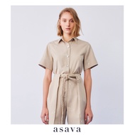 [asava rs23] Asava Signature Shirt เสื้อเชิ้ตผู้หญิง แขนสั้น ปกเชิ้ต แต่งกระดุมด้านหน้า ปักลายกระต่า