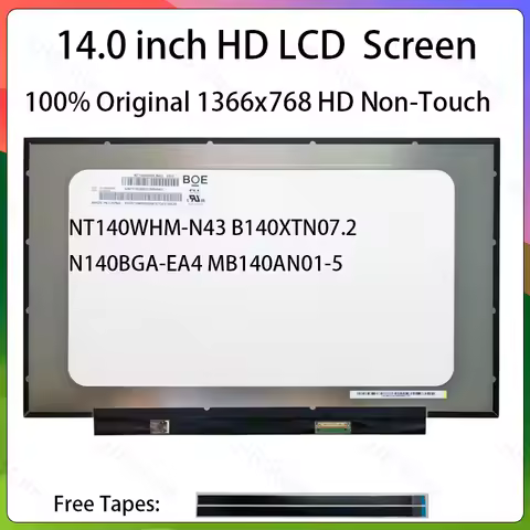 14" LCD Screen NT140WHM-N43 B140XTN07.2 N140BGA-EA4 MB140AN01-5 Display Matrix Panel Replacement 136