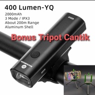 LAMPU SEPEDA LED ROCKBROS YQ-QD400 BIKE LIGHT 400LM - 400 LUMEN - DIRTHE SHOP