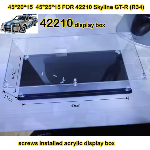 New 45x20x15 45x25x15 Dustproof Box Acrylic Display Case for LEGO 42210 Nissan Skyline GT-R (R34) Ca