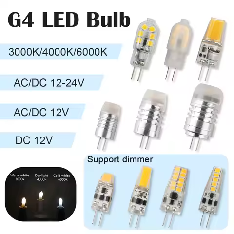 5PCS G4 Dimmable Led Bulb 2W 3W AC DC 12V 24V Saving Silicone Lamp 360Beam Angle Replace Halogen Lig