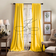 G16 - Ready-Made 85% Blackout Curtain STRIKING YELLOW, Langsir Siap Jahit. LANGSIR KAIN TEBAL! ( HOOK/RING )