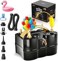 Bezente Balloon Pump Electric, 3-in-1 Portable Black Gold Electric Air Machine Balloon Pump Dual Noz
