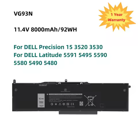 VG93N Laptop Battery For DELL Precision 15 3520 3530 For DELL Latitude 5591 5495 5590 5580 5490 5480
