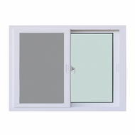 Global House WINDOW ASIA (10MAX) UPVC หน้าต่างบานเลื่อน SS 150X110 ซม. สีขาว พร้อมมุ้ง  รับประกันของ