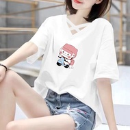 Clothing Fashion Short-Sleeved Shirt Large Size Top Printed Hollow T-Shirt Medium M-4XL Loose Slimme