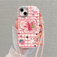 HP Cute pink butterfly silicone case + bracelet Vivo Y02 Y11 U3U20 Y35 Y16 Y20 Y17Y30Y15Y12 Y12i Y11