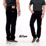 PRIA HITAM  Men's Jeans Pants Solid Black 505 Standard Regular Fit fr4gttg