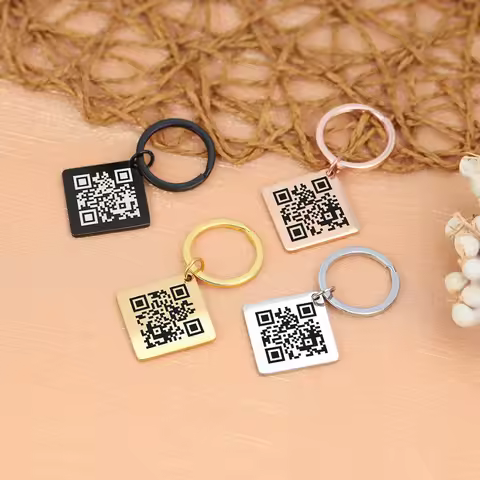 Stainless Steel Keychain Can Be Customized QR Code Name Laser Engraving Exquisite Gift for Family Me