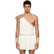 Oyolan Mens Ancient Greek Jumpsuit God Toga Gladiator Party Cosplay Costume Halloween Roman Classic 