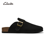 Clarks Men Boston Slides Mens Brookleigh Shoes สีเบจ ปั๊มสไลด์ รองเท้าแตะพื้นนิ่มแฟชั่นไม้ก๊อก รองเท