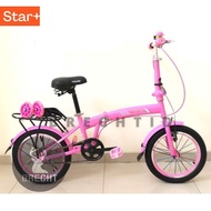 (tanpa roda bantu) sepeda anak perempuan sepeda lipat kouan 16  - ungu