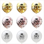 16th Birthday Party Decoration for Adults 70/80/90 Number Crown Confetti Latex Balloons