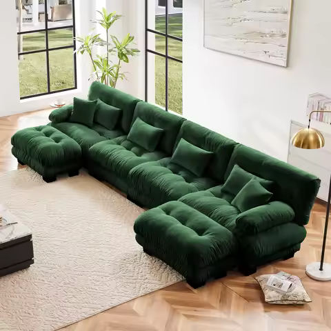 Oversized Modular Sectional Sofa Couch Comfy Cloud Deep Seat, Ottomans Chenille