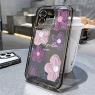 Good case 🔥COD🔥Dark Purple Fresh Flowers SPACE Case สําหรับ iPhone 11 7Plus XR 6s 6 Plus X XS Max 12 13 14 Pro Max 15PRO MAX SE 2020  เคสโทรศัพท์มือถือนิ่ม สําหรับ เคสใสกันกระแทก