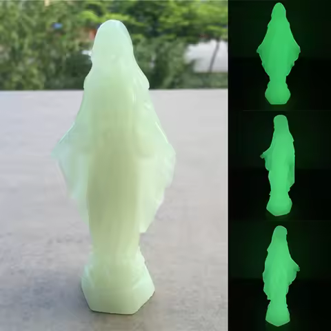 Glowing Madonna And Child Figurines Man-made Jade Stone Virgin Mary Jesus Statues Christmas Decorati