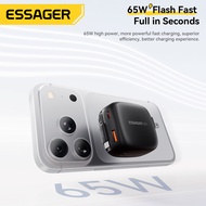 Essager 65W GaN C+C+A Quick Charge Chargers With Retractable Flexible Stretchable Type C Cable+USB-A
