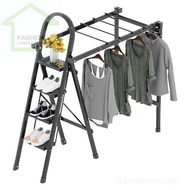 Ladder Clothes Hanger Dual-Use Indoor Home Foldable Retractable Multifunctional Aluminium Alloy Herringbone Ladder Thickened Stairs WLBG