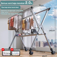 LG Jemuran Baju Stainless Steel Dengan RODA 160CM/200CM/240CM Jemuran Baju Lipat Jemuran Pakaian Jem