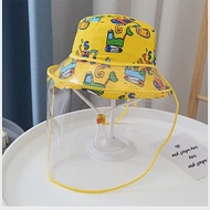 童趣兒童遮陽帽搭防飛沫面罩 黃底機器人