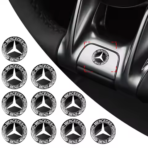 11/14mm Aluminum Car Key Badge Sticker For Mercedes Benz W210 W124 AMG W202 W212 W220 W205 W201 W203